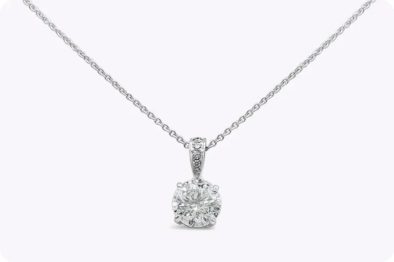 2.27 Carats Round Brilliant Cut Diamond Solitaire Pendant Necklace in White Gold