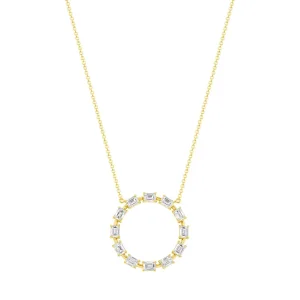 2.27CT. EMERALD CUT DIAMOND ROUND PENDANT NECKLACE IN 18K YELLOW GOLD