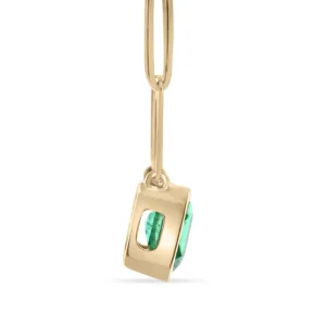 2.80ct East to West Natural Colombian Emerald Paper Clip Stationary Necklace 14K