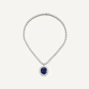 20 carats SAPPHIRE AND DIAMOND PENDANT NECKLACE