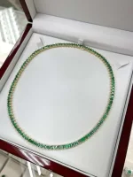 20tcw 14K 17-inches Princess Cut Emerald Tennis Necklace