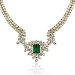 22.20tcw Fine Quality Colombian Pear Emerald & Diamond Accent Statement Necklace 18K