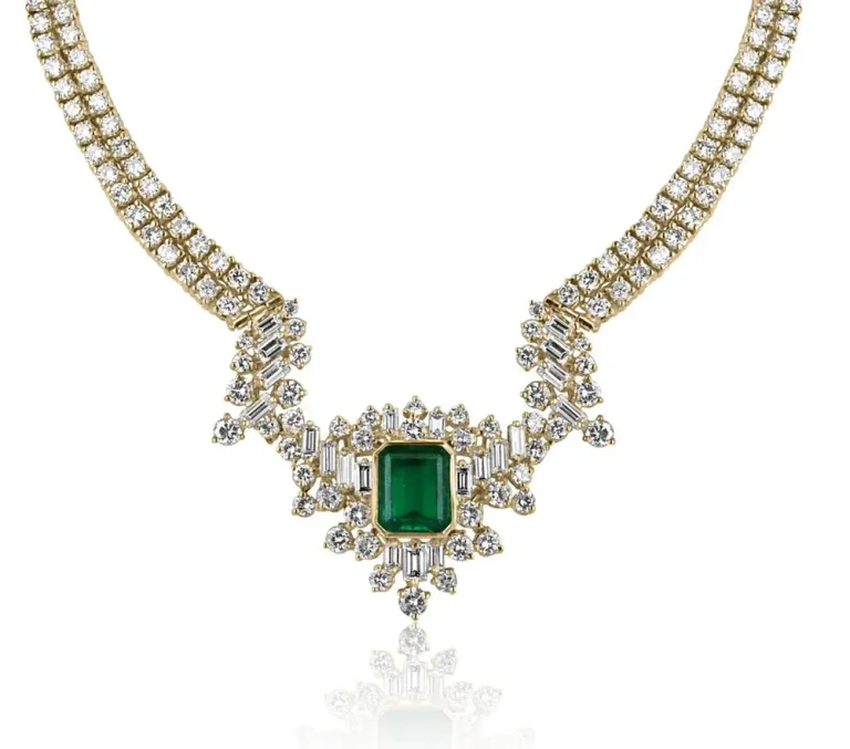 23.06tcw AAA+ Investment Grade Emerald & Diamond Statement Necklace 18K
