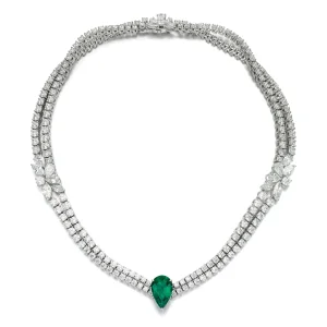 25 carats Emerald and diamond necklace