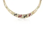 3.70tcw 18K Natural Sapphire & Ruby Diamond Choker Necklace Gold 750 Collar