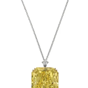 30 carat fancy vivid yellow AN IMPORTANT COLORED DIAMOND AND DIAMOND PENDANT NECKLACE