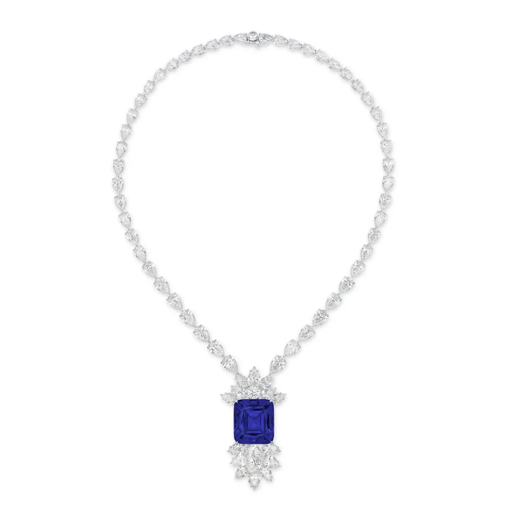 30 carats STUNNING SAPPHIRE AND DIAMOND PENDENT NECKLACE
