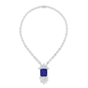 30 carats STUNNING SAPPHIRE AND DIAMOND PENDENT NECKLACE