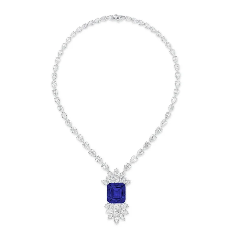 30 carats STUNNING SAPPHIRE AND DIAMOND PENDENT NECKLACE