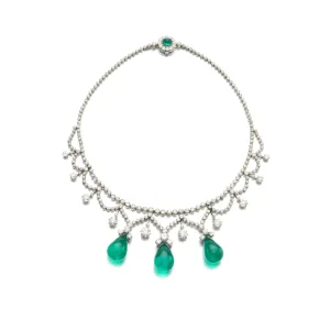 40 carats Emerald and diamond necklace