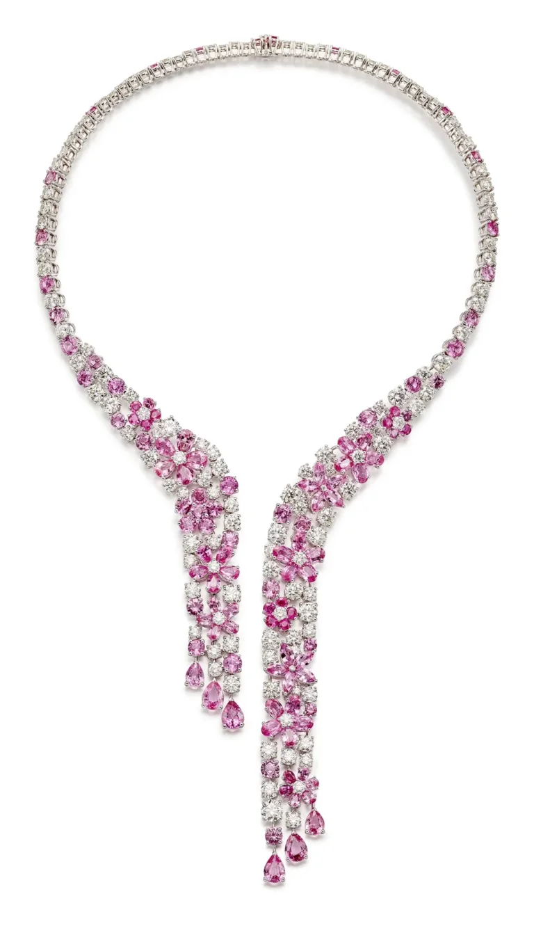 40 carats PINK SAPPHIRE AND DIAMOND NECKLACE