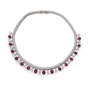 40 carats Ruby and diamond necklace