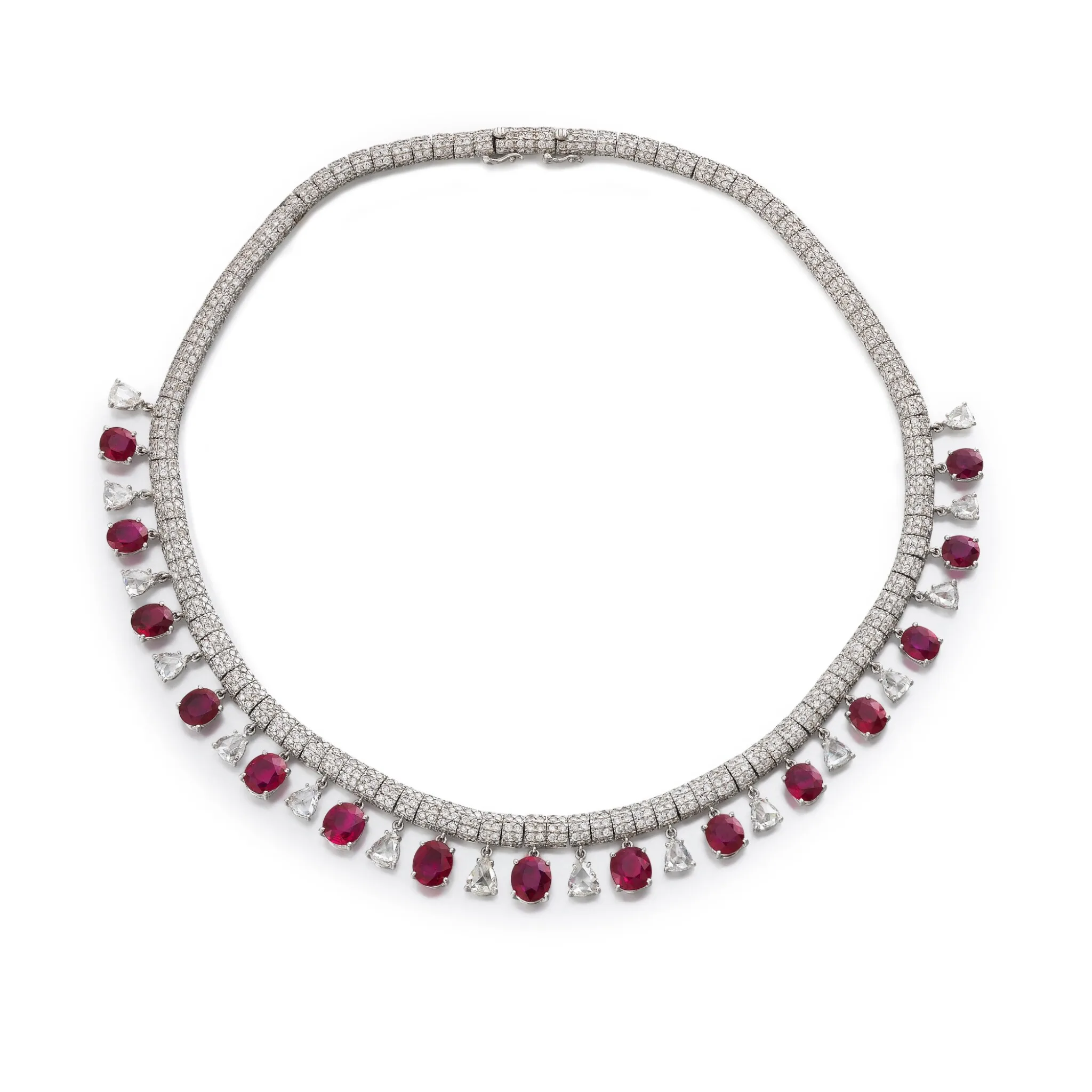 40 carats Ruby and diamond necklace