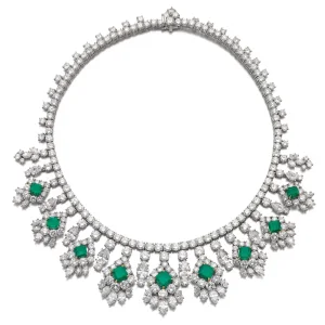 46 carats Emerald and diamond necklace