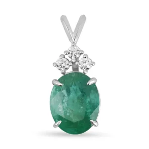 5.24tcw Emerald Oval Solitaire Pendant Necklace 14K