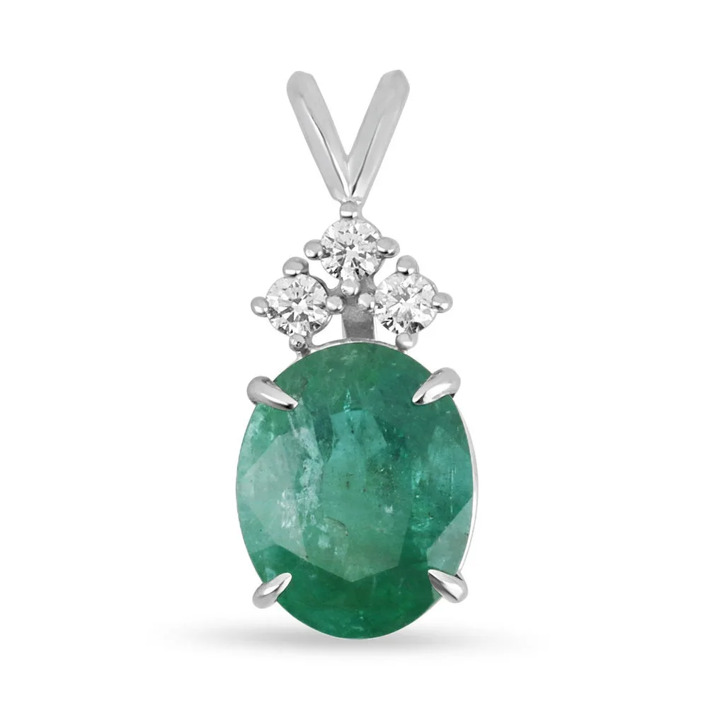5.24tcw Emerald Oval Solitaire Pendant Necklace 14K