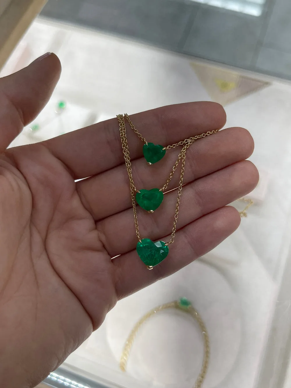 5.77 Carat Colombian Emerald Heart Cut Solitaire 18K Necklace