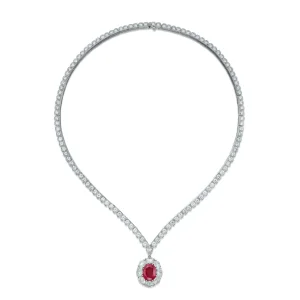 5 carat drop Ruby and diamond Necklace