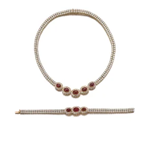 50 carats Ruby and diamond necklace