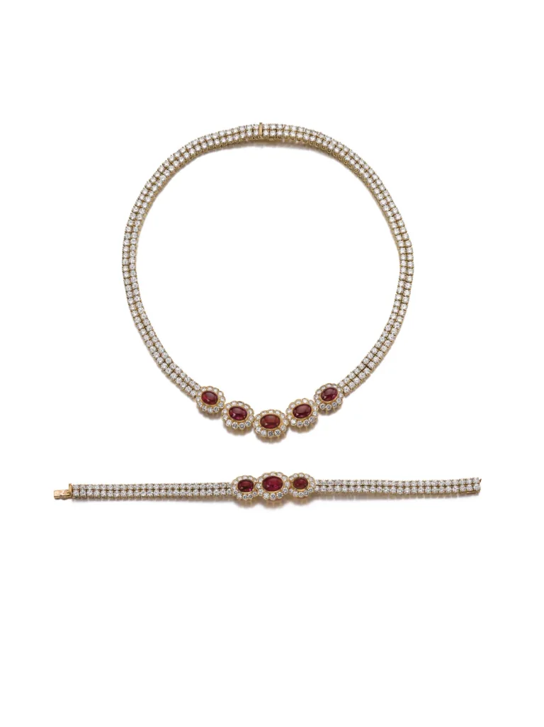 50 carats Ruby and diamond necklace