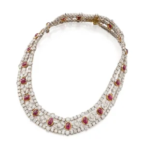 50 carats Ruby and diamond necklace