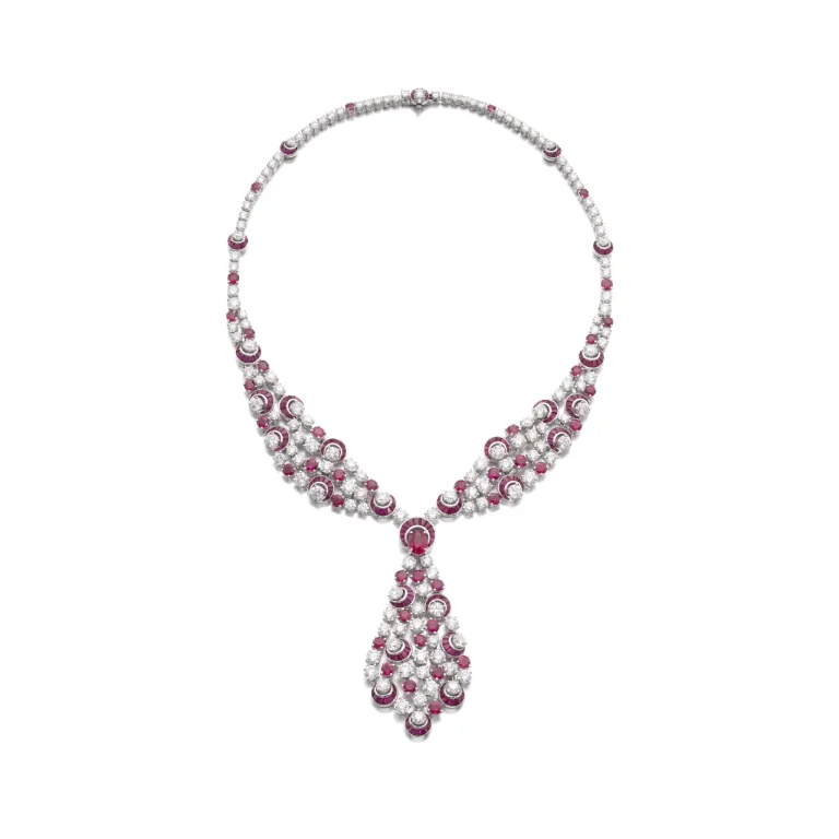 50 carats ruby and diamond necklace