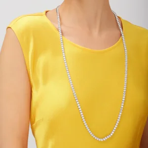 55.38CTW CLASSIC OPERA DIAMOND TENNIS NECKLACE IN 18K WHITE GOLD