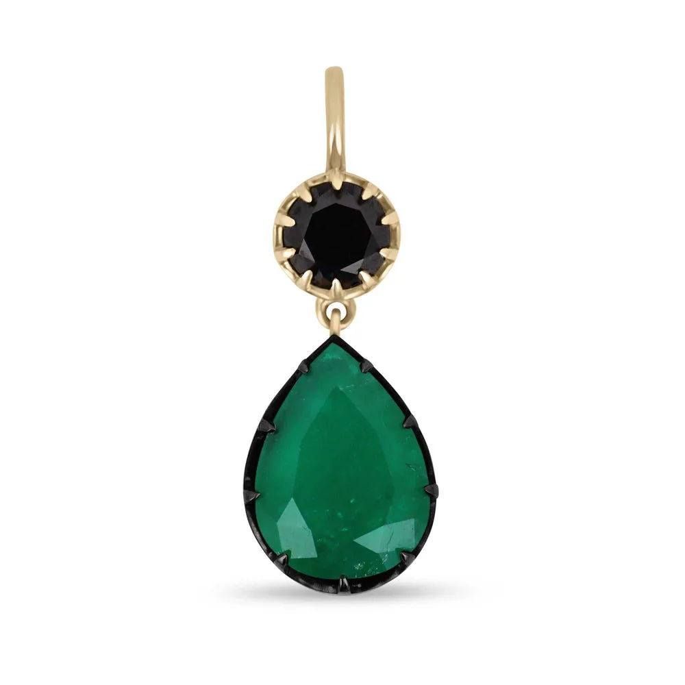 6.91ct 18K Colombian Emerald & Black Diamond Necklace