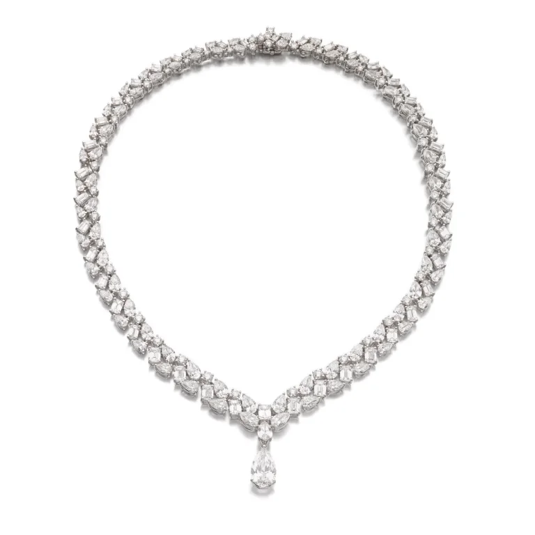 6 carat pear drop diamond necklace