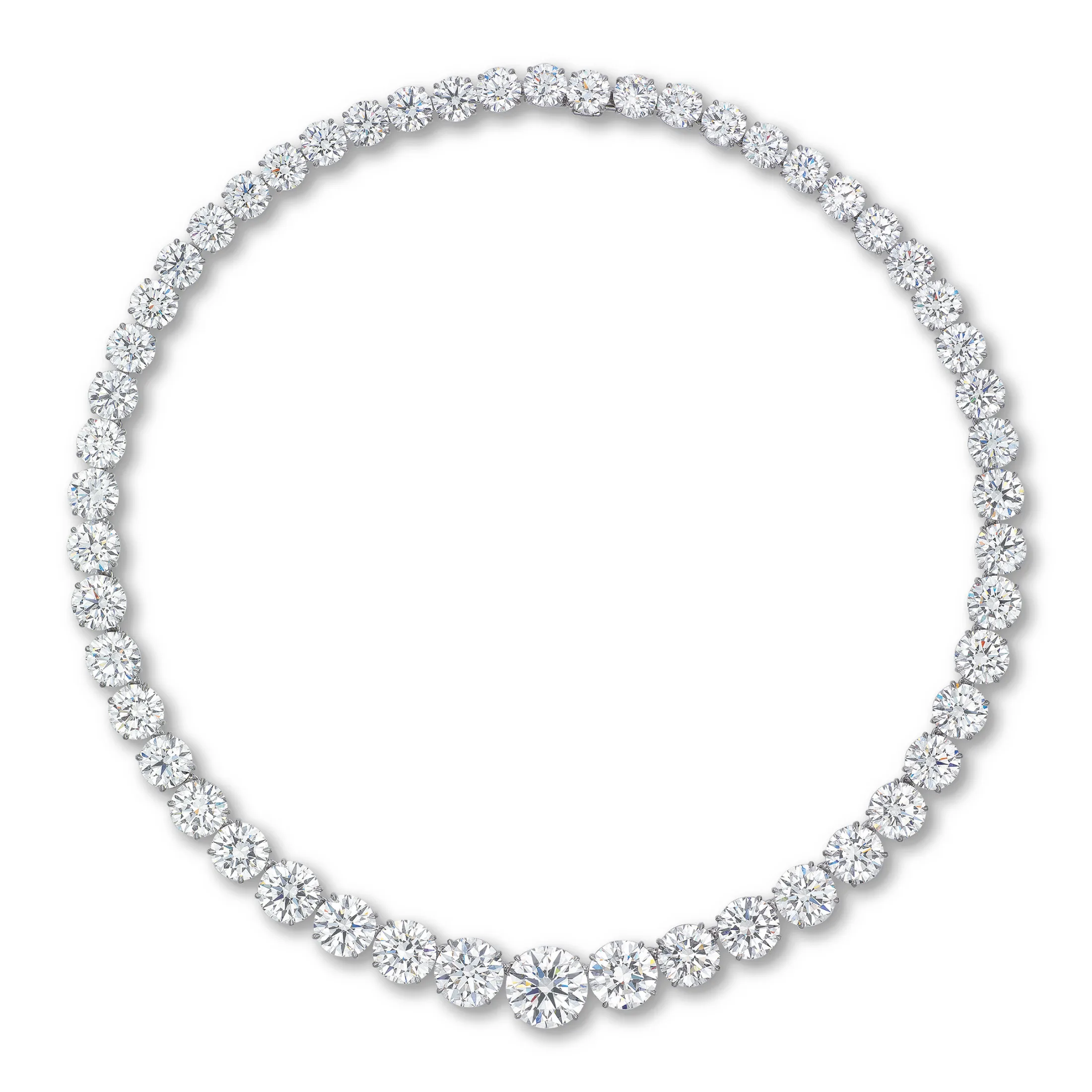 60 carats A SUPERB DIAMOND RIVIÈRE Designed as a graduated line of fifty-two brilliant-cut diamonds