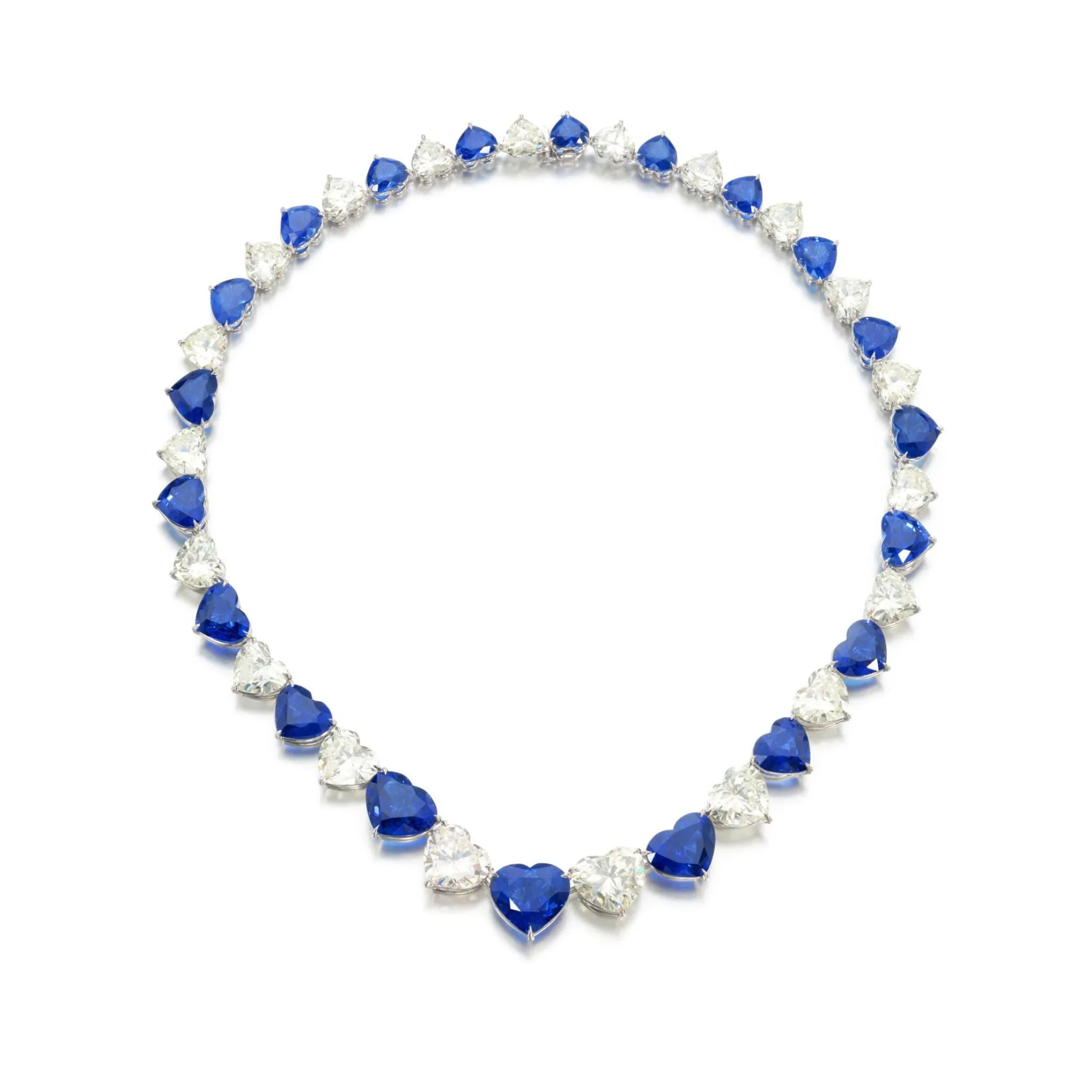 60 carats of heart shape diamond and sapphire riveria