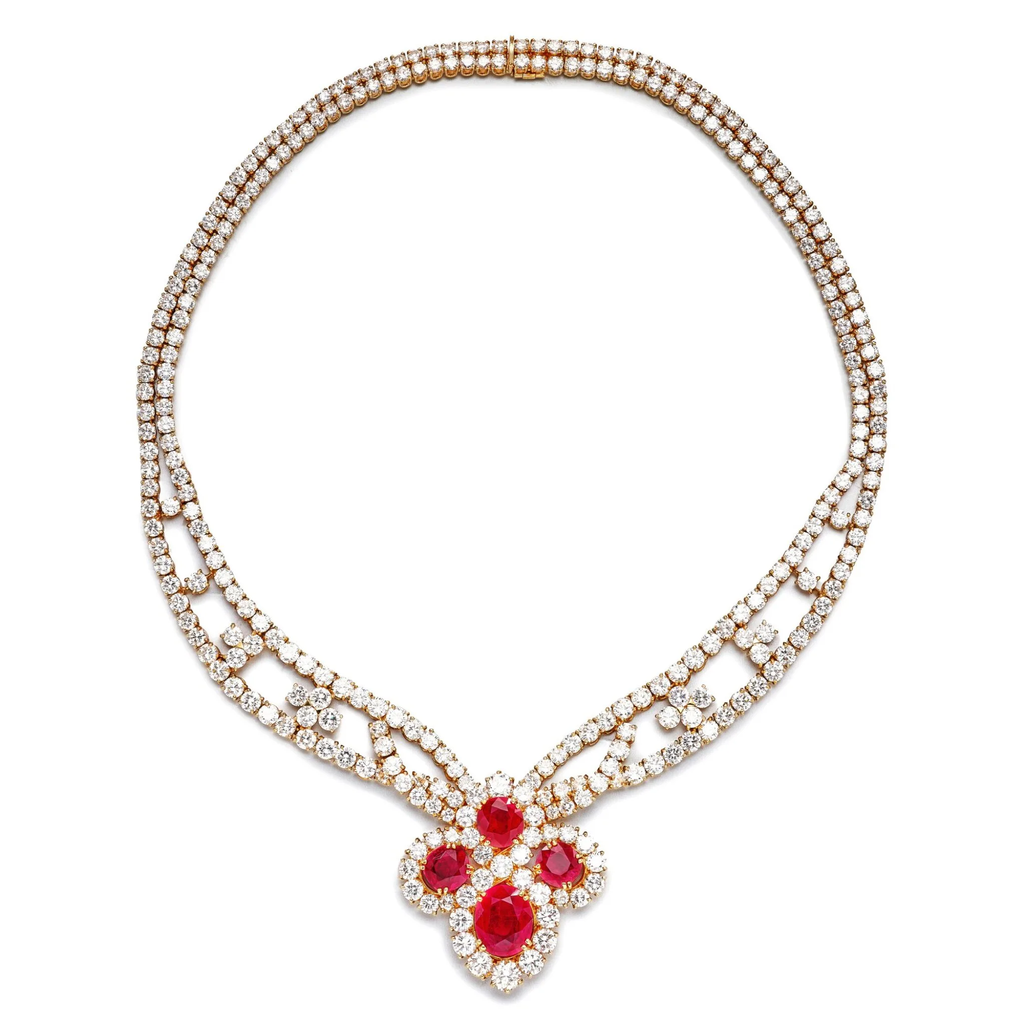 60 carats ruby and diamond necklace