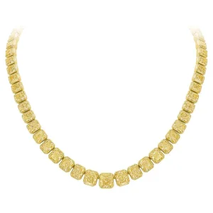 70.52 Carat Fancy Yellow Radiant Cut Diamond Necklace