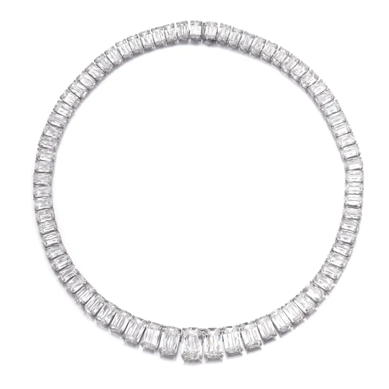 70 carat emerald cut graduating tennis riveria D-H VVS-VS