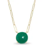 9.50 Carat Large Emerald Cabochon Stationary Paper Clip Necklace 14K