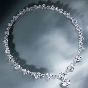 90 carat heart diamond necklace with 10 carat drop D-H vvs-vs