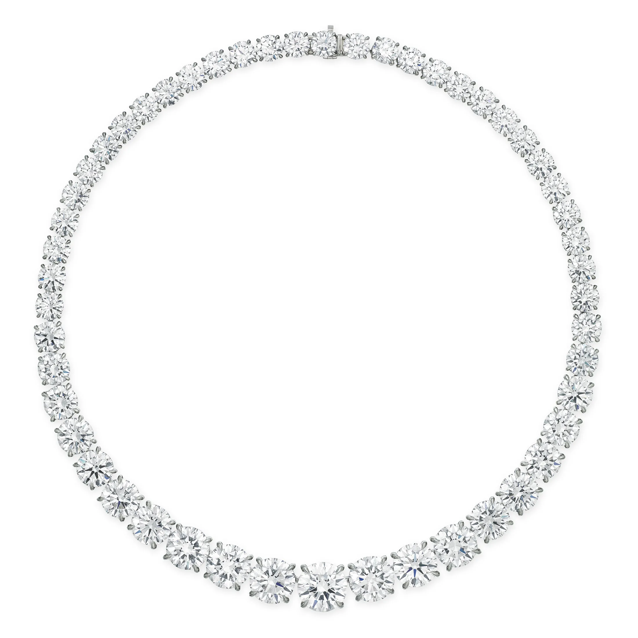 Neckline and Necklace: The Pairing Doctrine 5. Diamond riviere necklace of fifty-one graduated round brilliants in platinum, detail