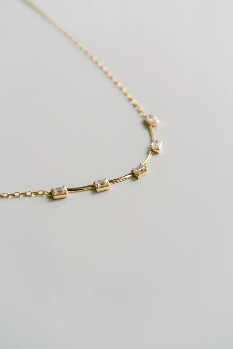 Emerald Cut East-West Diamond Gallery Necklace