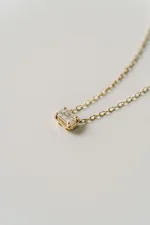 Emerald Cut East-West Framed Diamond Slider Necklace