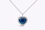 2.58 Carats Heart Shape Sapphire Pendant Necklace with Diamond in White Gold