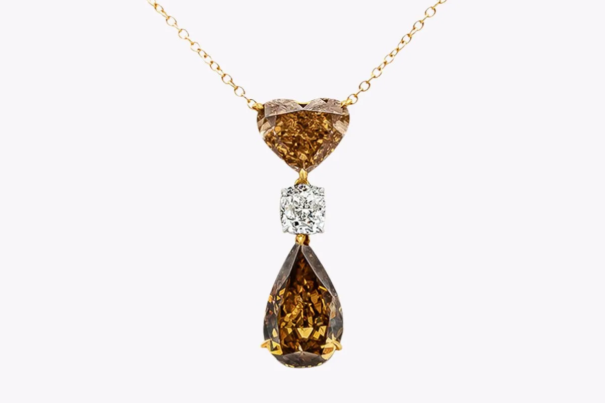 How a Ring Holds Its Stone: A Field Guide to Settings 5. Three stone diamond pendant with mixed cuts totalling 9.29 carats