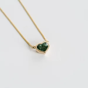 Heart Shape Green Sapphire Bezel Necklace