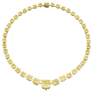 LEGACY 100 Carat Fancy Yellow Diamond Necklace 12 Carat Center GIA