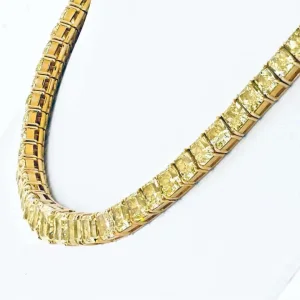 LEGACY 70 Carat Fancy Yellow Radiant Natural Diamond Tennis Necklace GIA