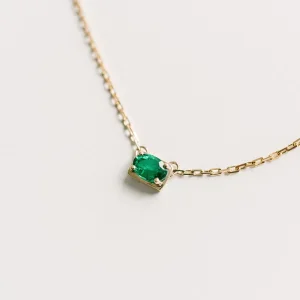 Oval East-West Framed Emerald Slider Necklace