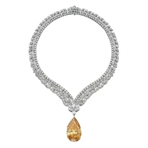 pear drop fancy brown diamond champagne colour necklace
