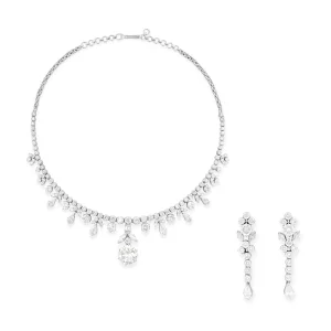 SET OF DIAMOND JEWELLERY, Comprising a necklace and a pair of earrings Round brilliant-cut diamond of 10.01 carats, pear