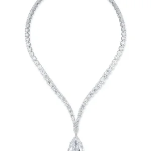 THE SPECTACULAR SNOWDROP DIAMOND PENDENT NECKLACE , pear drop of 30 carats D flawless type. IIA