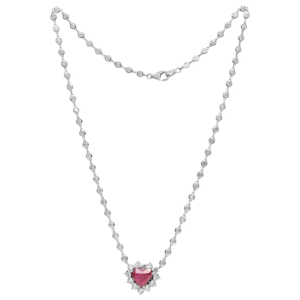White Gold, 5.02ct Mozambique Ruby and Diamond Pendant Necklace