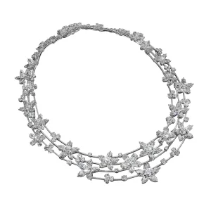White Gold and Diamond Floral Necklace